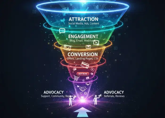 Schema funnel marketing per acquisire clienti e aumentare conversioni